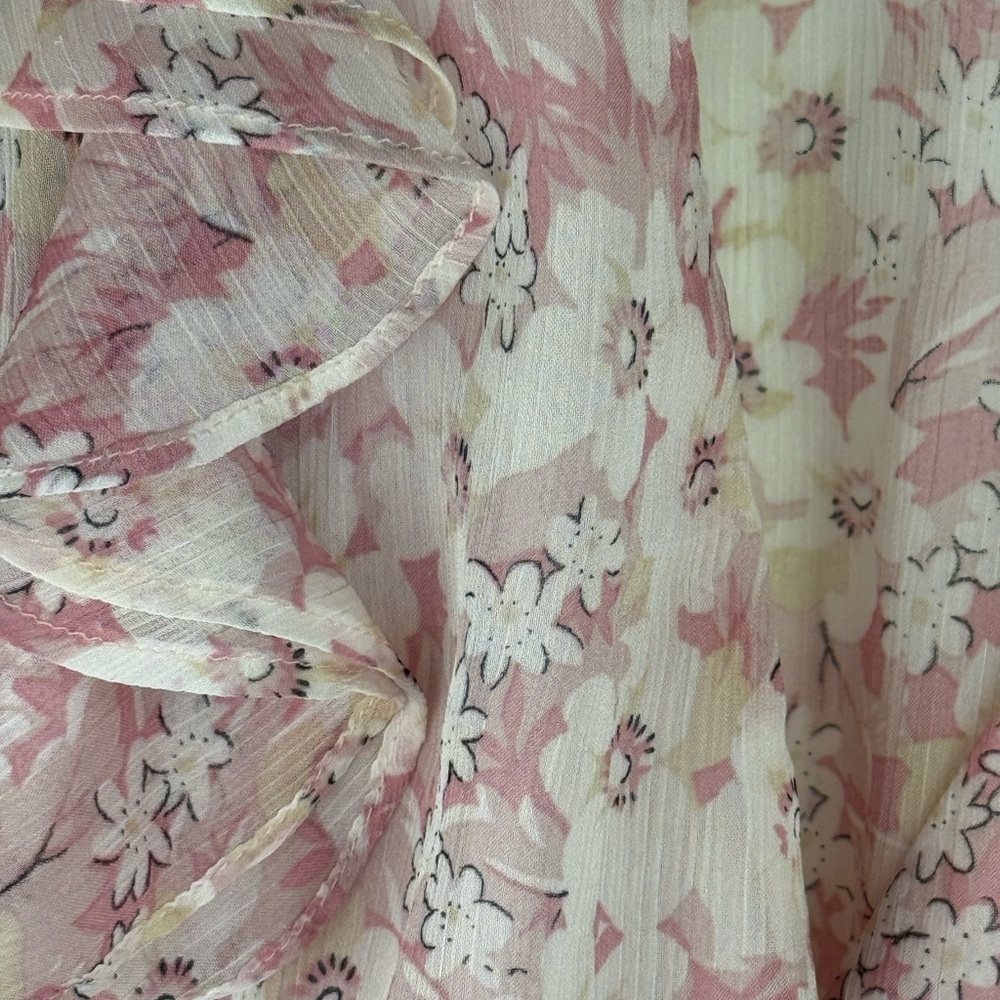 Pink Floral Ruffle Wrap Blouse - Picture 4 of 8
